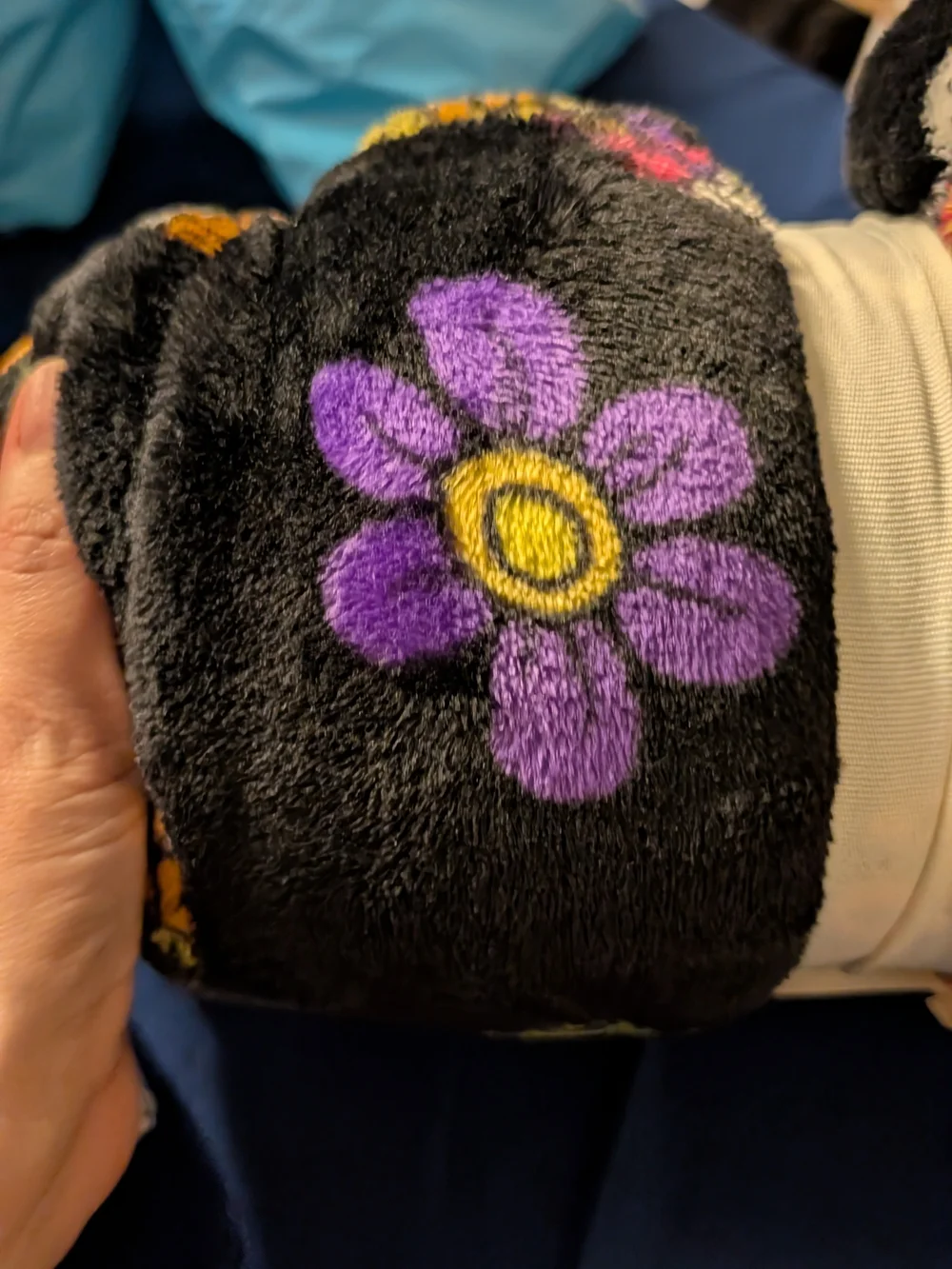 Plush Throw Blanket - Floral Skull Design in Black